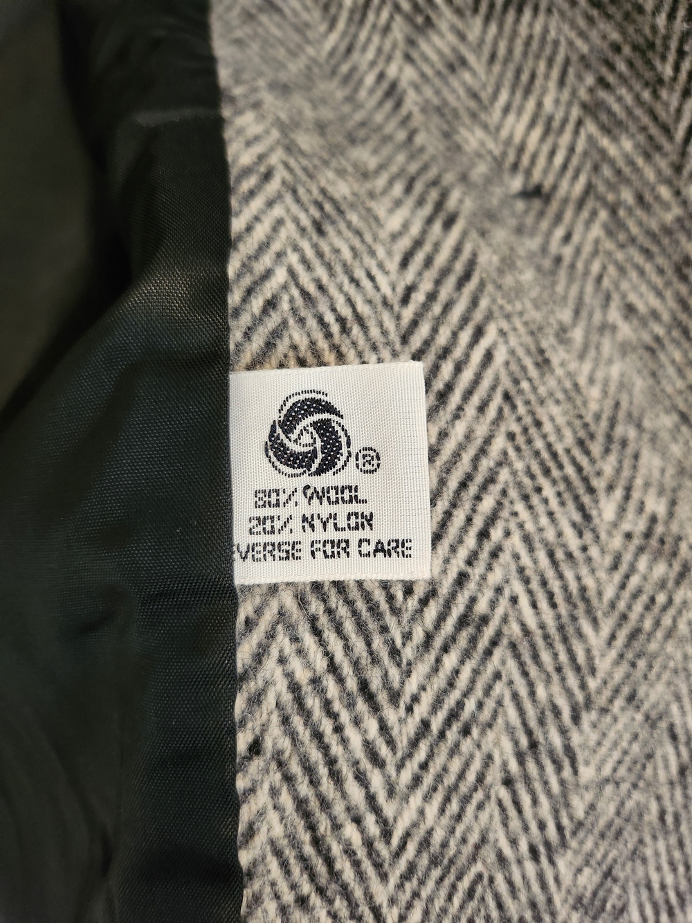 Vintage Sy's Place Div of Herman Kay Gray Herringbone Wool Car Coat - Picture 5 of 6